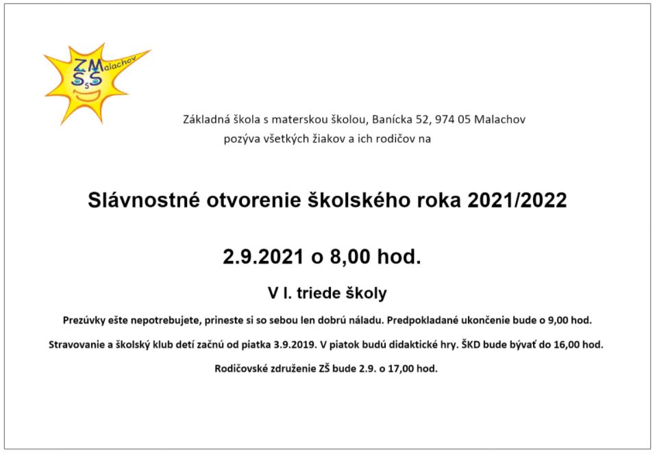 Slávnostné otvorenie šk. roka 21 22